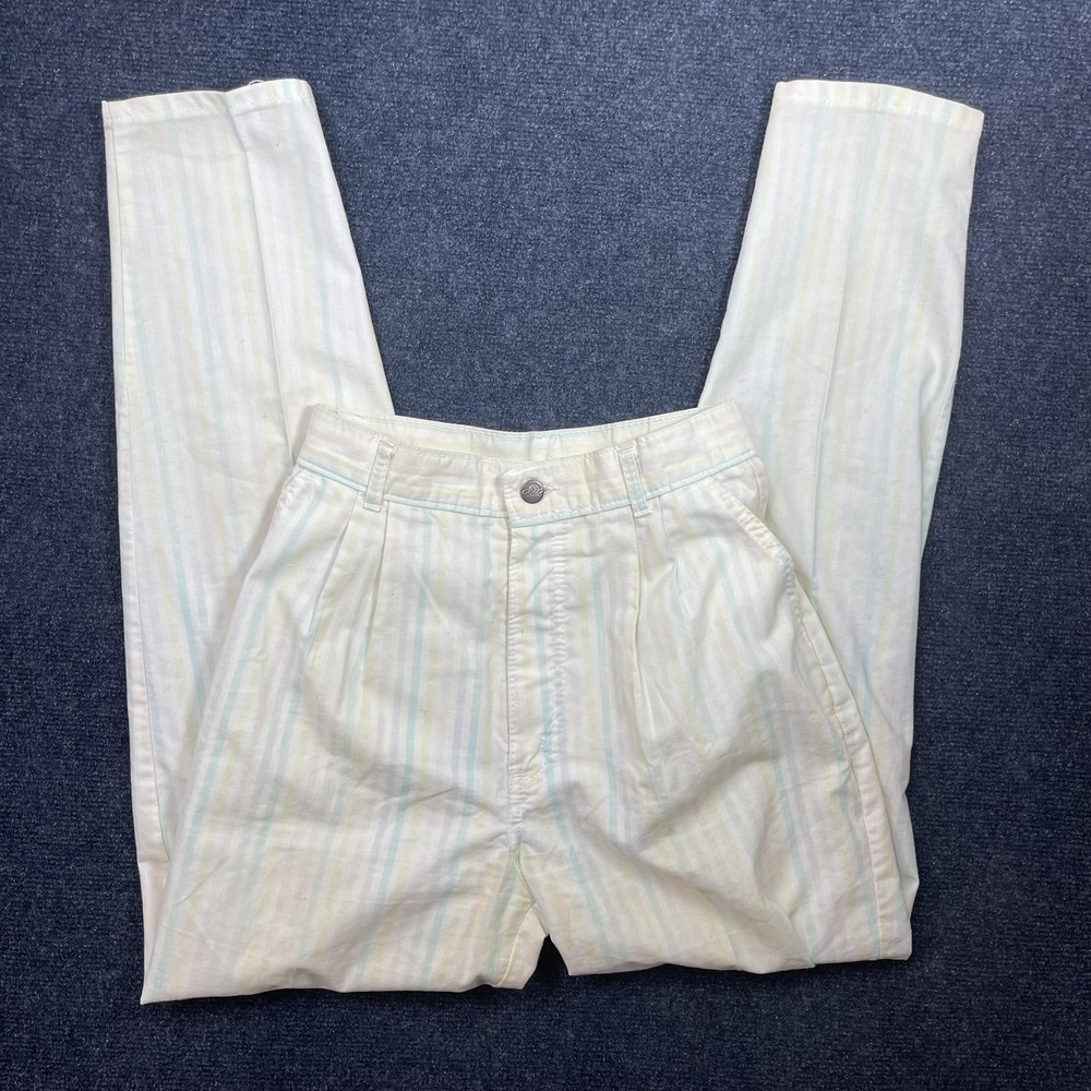 Vintage Chic Pants Juniors 10/11 Multicolor Striped Pleated Khakis Straight Leg